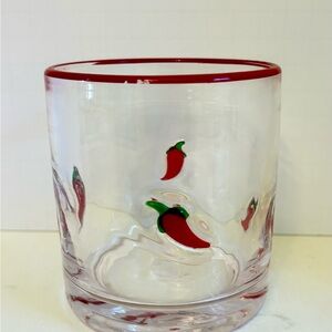 Icon Juice Glass with Red Chili Peppers